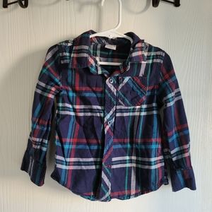 Okie Dokie Boys Size 3T Blue Multi Color Plaid Long Sleeve Shirt Casual Flannel